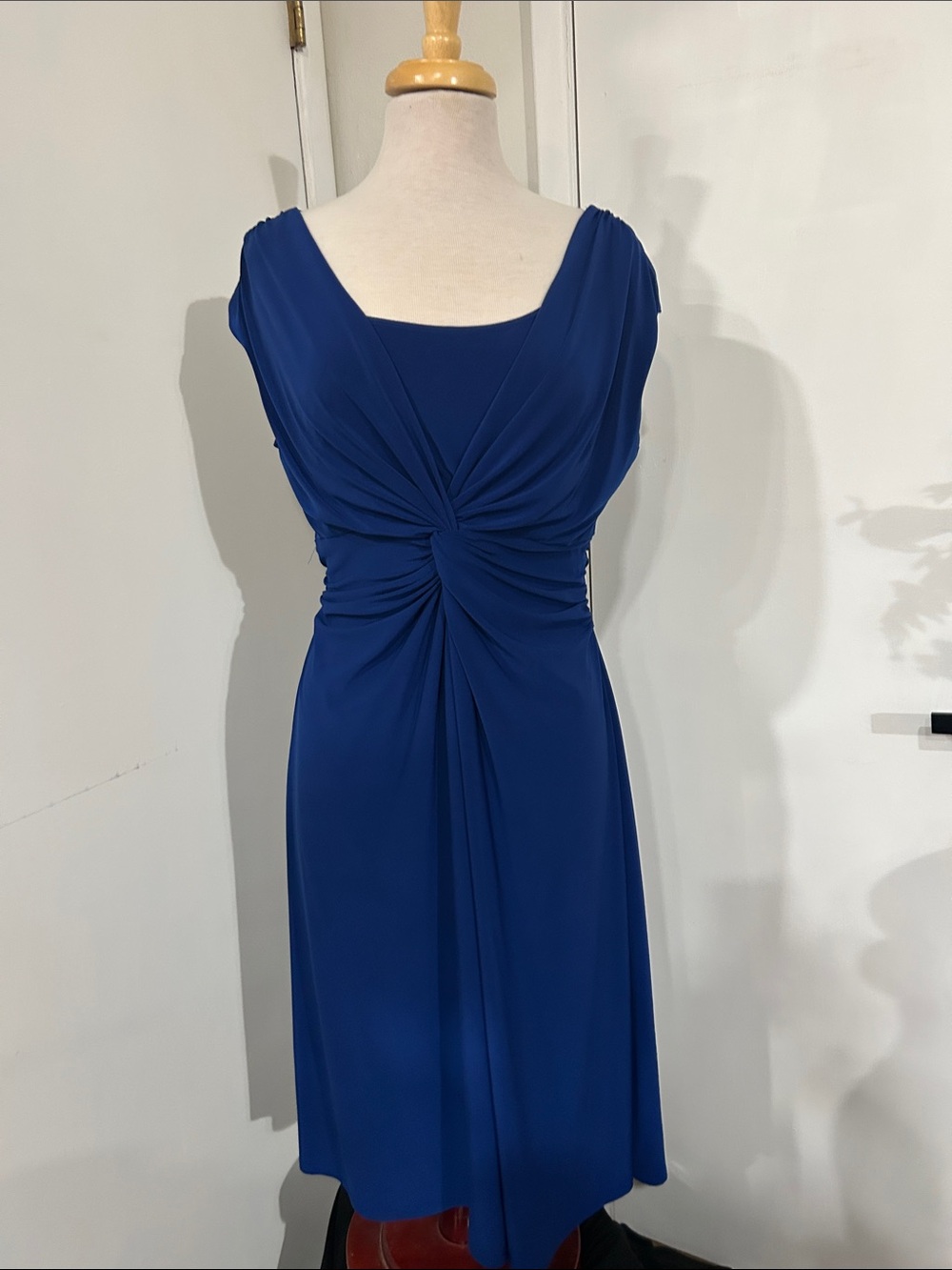 Chaps Royal Blue Twist-Front Midi Dress
